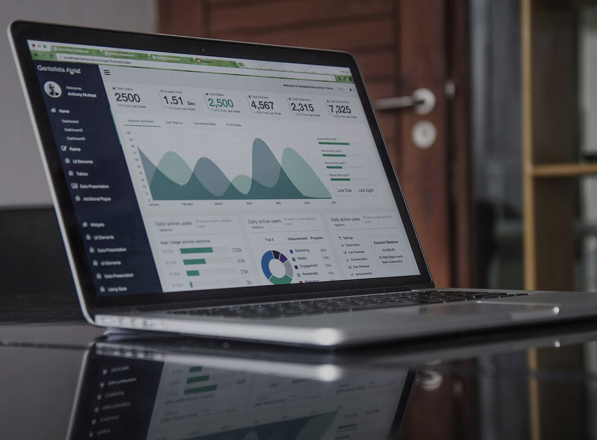 Verschiedene Diagramme auf einem Laptop